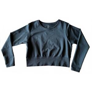 Offline by Aerie Black Long Sleeve Cropped Sweatshirt
